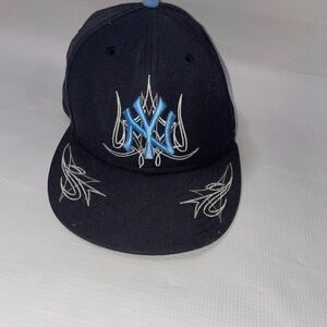 Y2K NY network Yankees Black and Blue size 7 new era  Embroidered Cap
